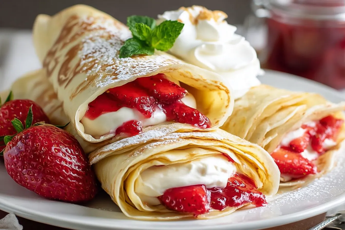 Strawberry and Cream Cheese Crepes Recipe