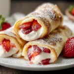 Strawberry Cream Cheese Stuffed Pancake Rolls - Delicious Breakfast