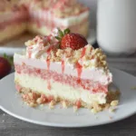 Delicious Strawberry Crunch Cheesecake Slice