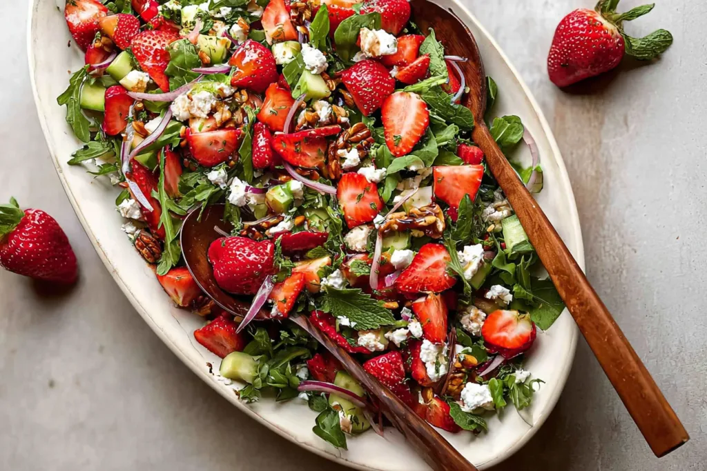 Fresh Strawberry Goat Cheese Salad Served in a Bowl