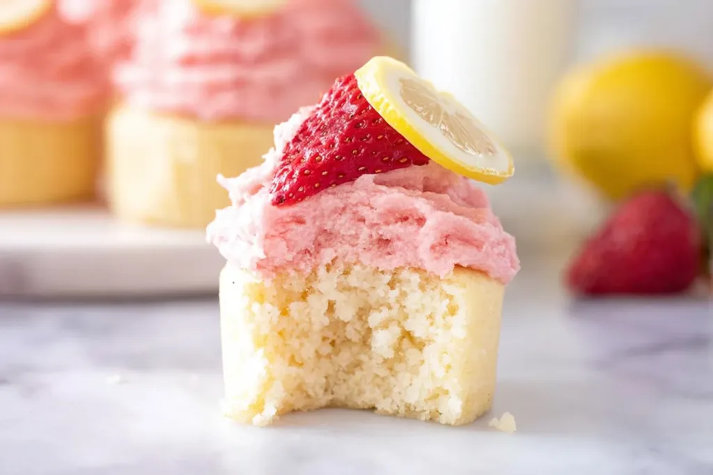 Delicious Strawberry Lemonade Cupcakes on Display