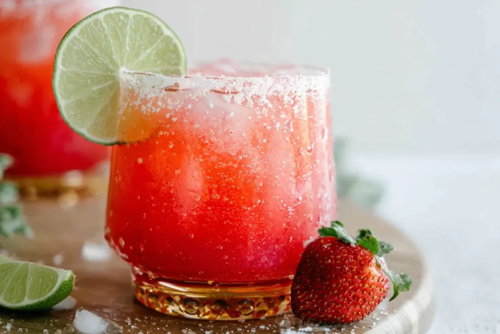 Strawberry Lime Mocktail Margarita in a Glass