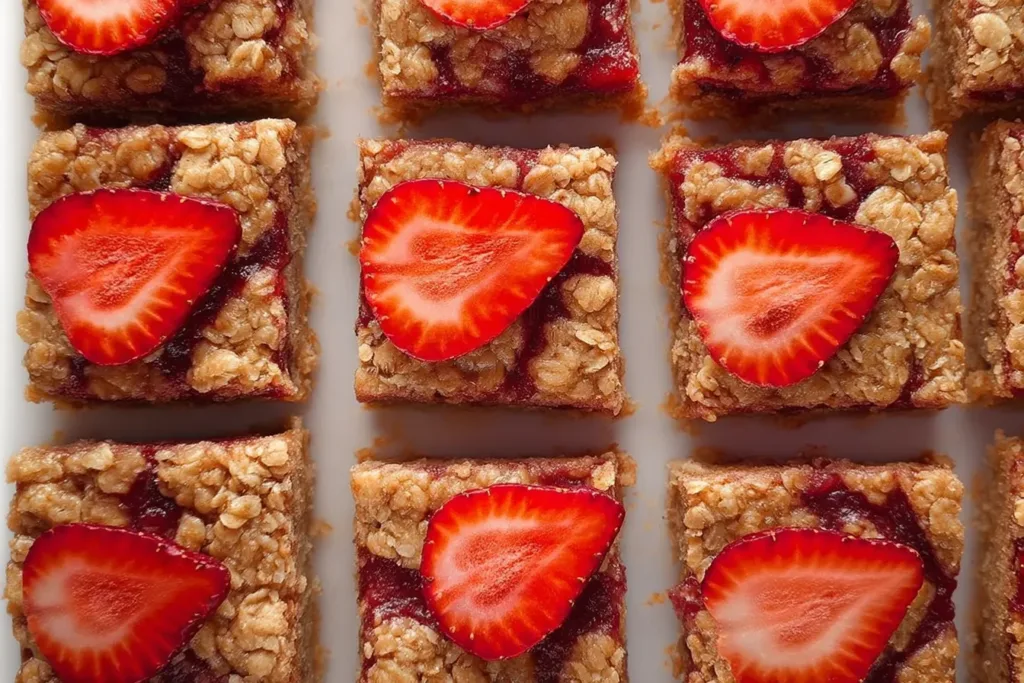 Fresh Strawberry Oatmeal Bars Ready to Enjoy