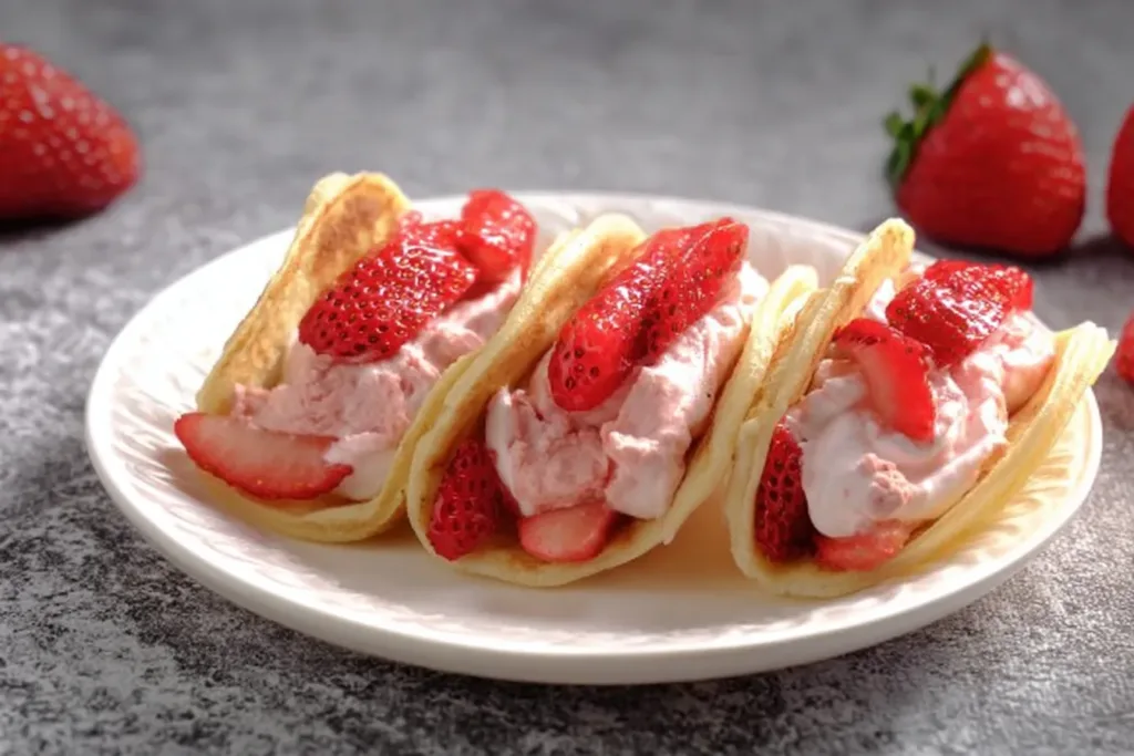 Delicious Strawberry Pancake Tacos Ready to Serve