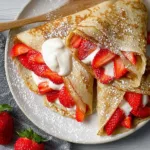 Strawberry Protein Crepes on a Plate