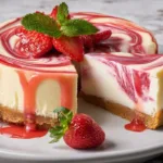 Delicious Strawberry Swirl Cheesecake