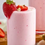 Homemade Strawberry Yogurt Smoothie in a Glass