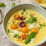 Summer Sweet Corn Gazpacho Bowl with Fresh Herbs
