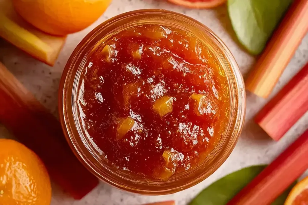 Homemade Traditional Rhubarb Jam with Orange Juice