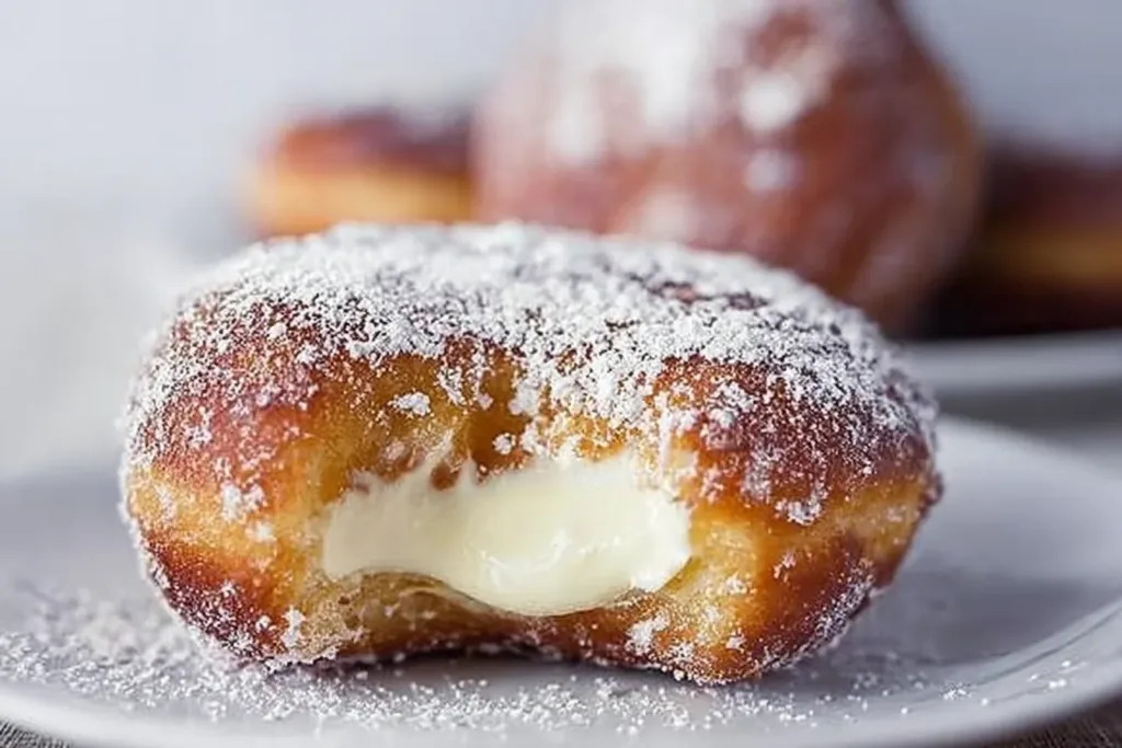 Delicious Vanilla Cream-Filled Doughnuts Ready to Indulge