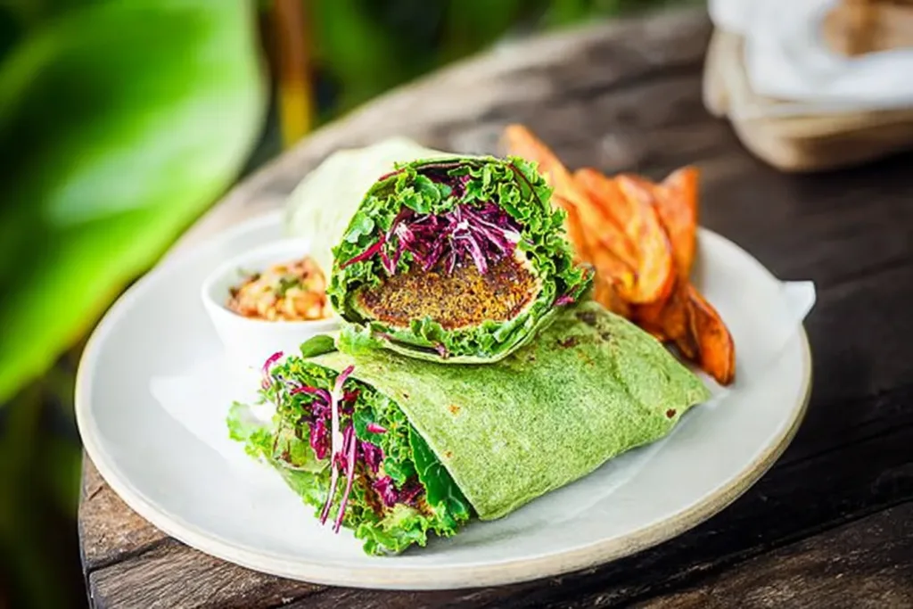 Veggie Burger Wraps with Fresh Greens