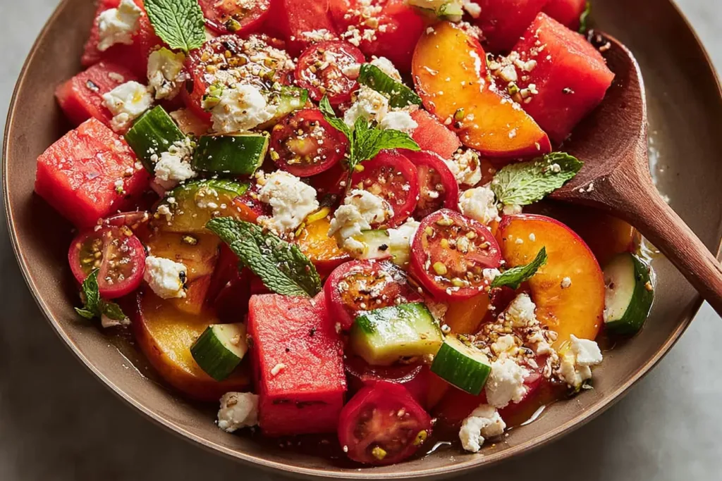 Colorful Watermelon Peach Salad Platter