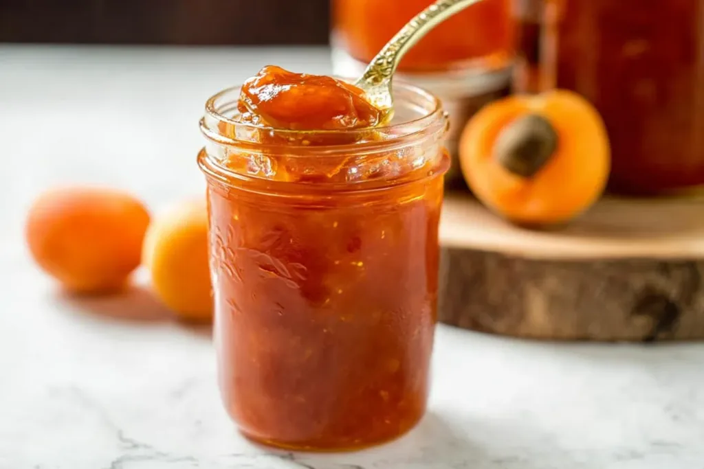 Homemade Apricot Jam in a Jar