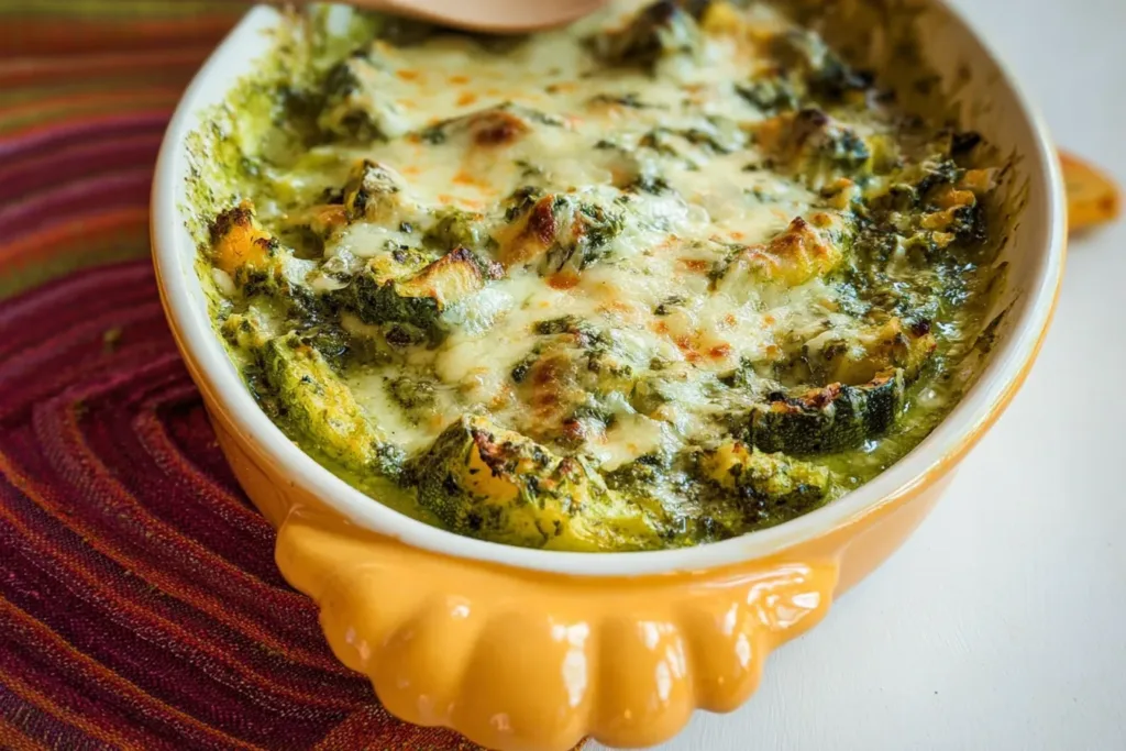 Delicious Baby Pattypan Squash Gratin Served in a Dish