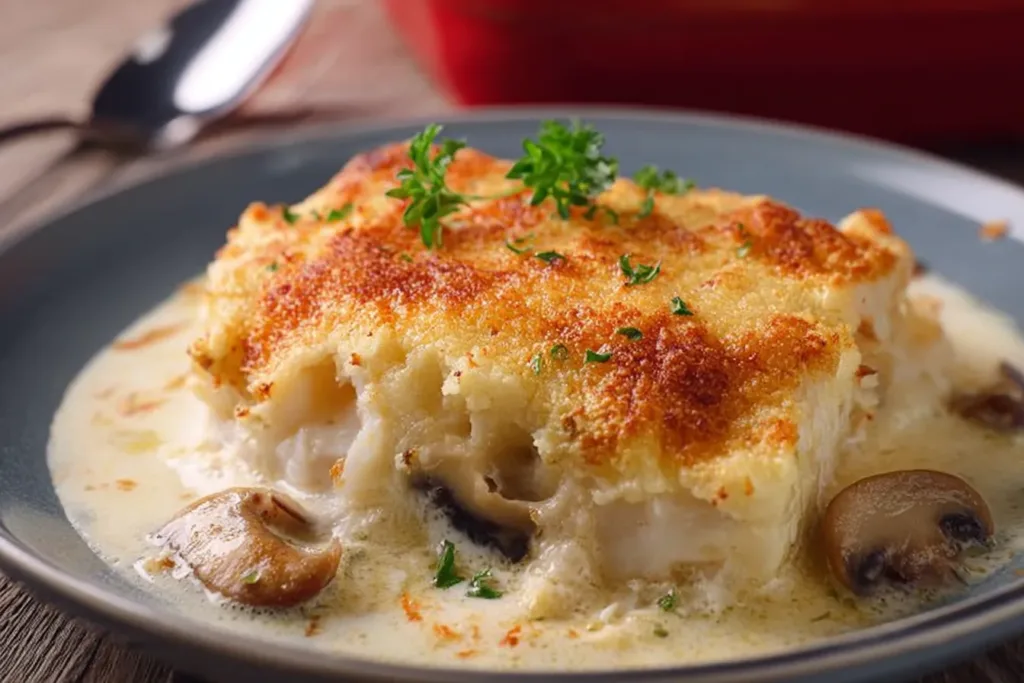Baked Haddock au Gratin Freshly Served