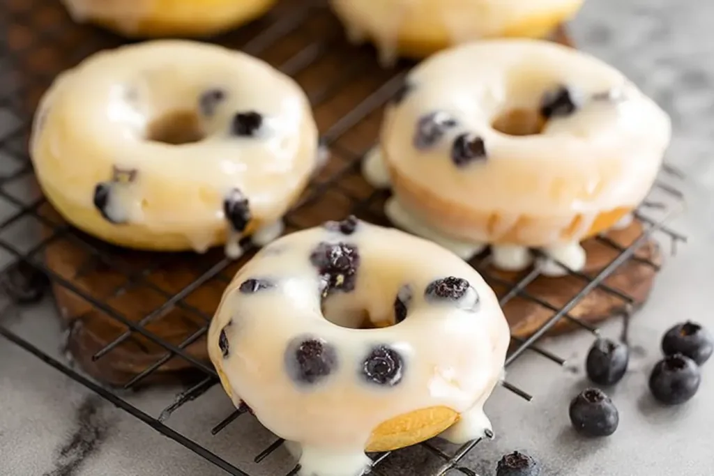 Baked Lemon Blueberry Donuts Freshly Glazed