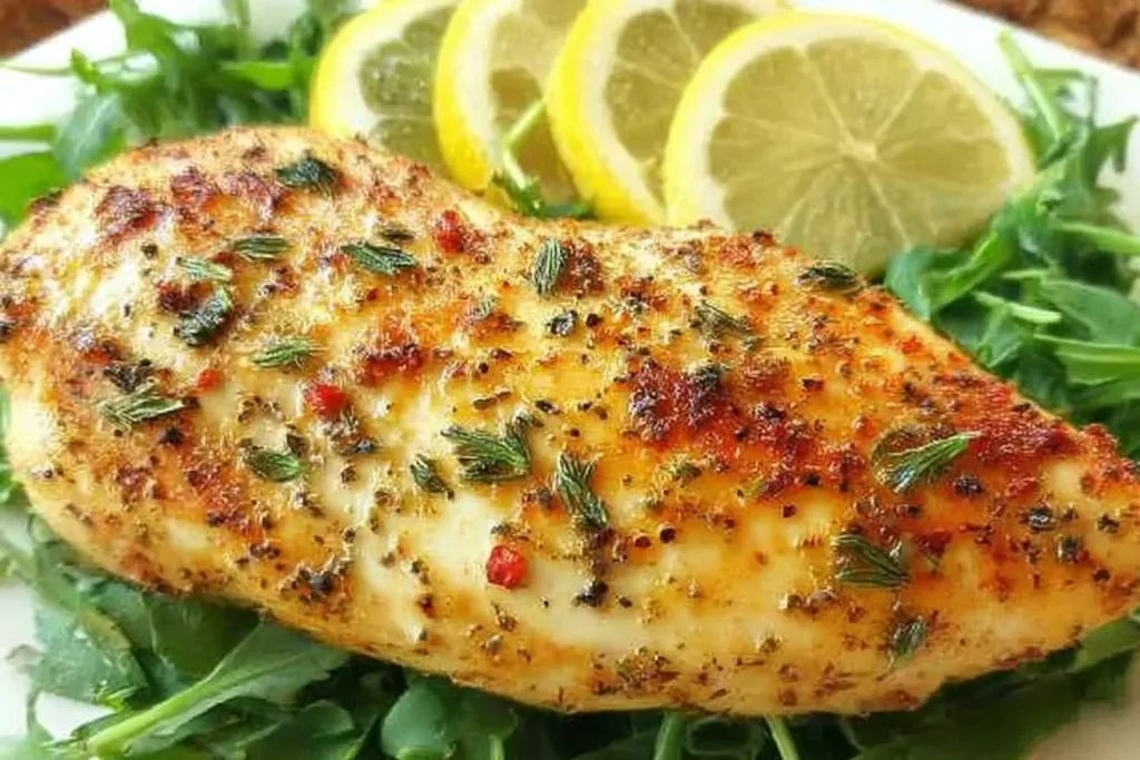 Delicious Baked Lemon Pepper Chicken on a Platter