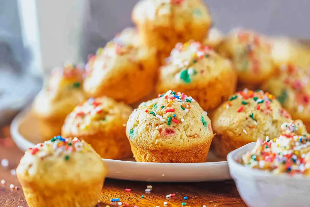 Delicious Birthday Cake Muffins Ready to Celebrate