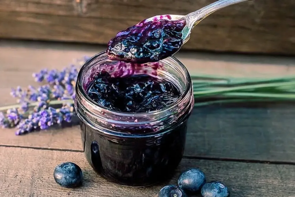 Homemade Blueberry & Lavender Jam in a Jar