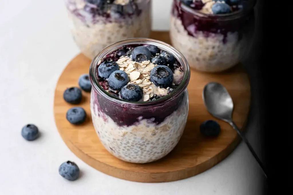Delicious Blueberry Overnight Oats in a Jar