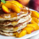 Brown Sugar Peach Pancakes Served with Fresh Peaches