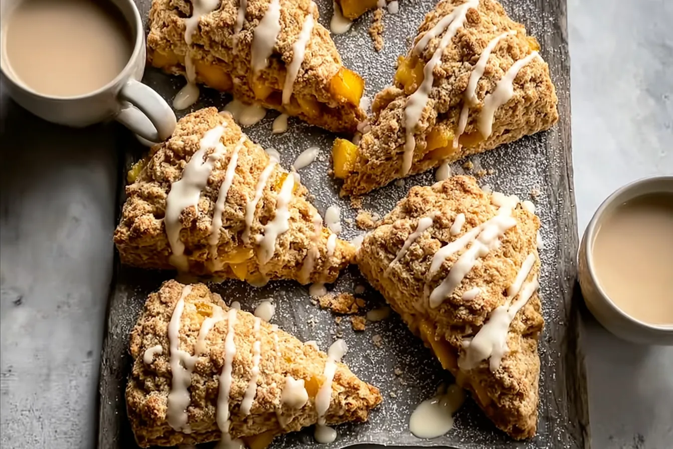Buttery Peach Cobbler Scones 