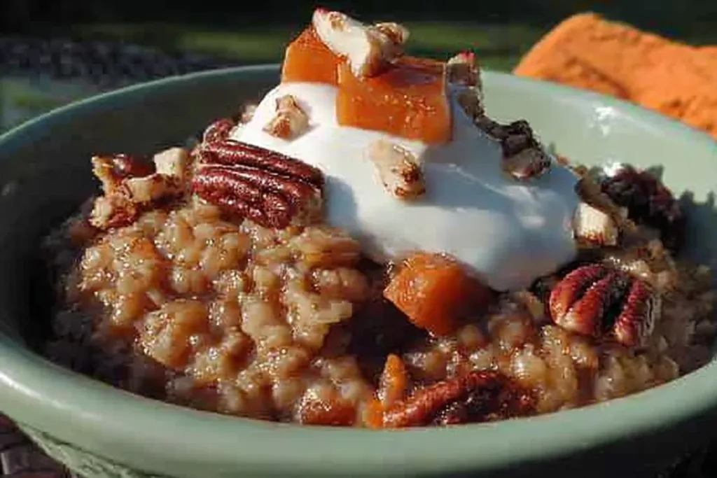Delicious Carrot Cake Oatmeal in a Bow