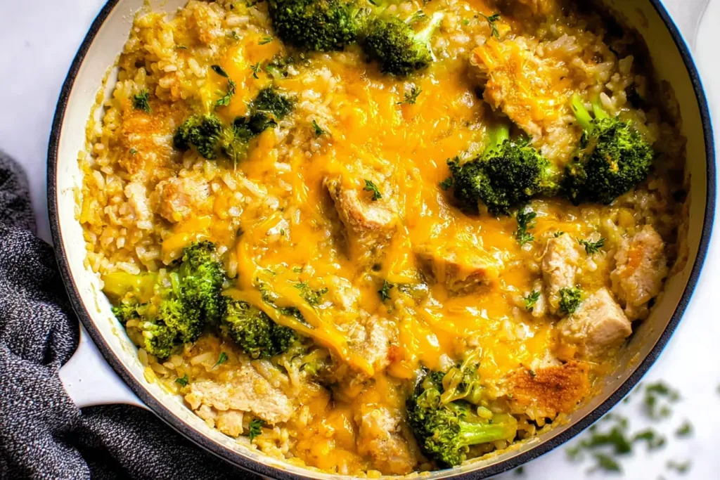 Cheesy Broccoli Chicken and Rice Casserole: Comfort Food Bliss 3 Cheesy Broccoli Chicken and Rice Casserole on a Plate
