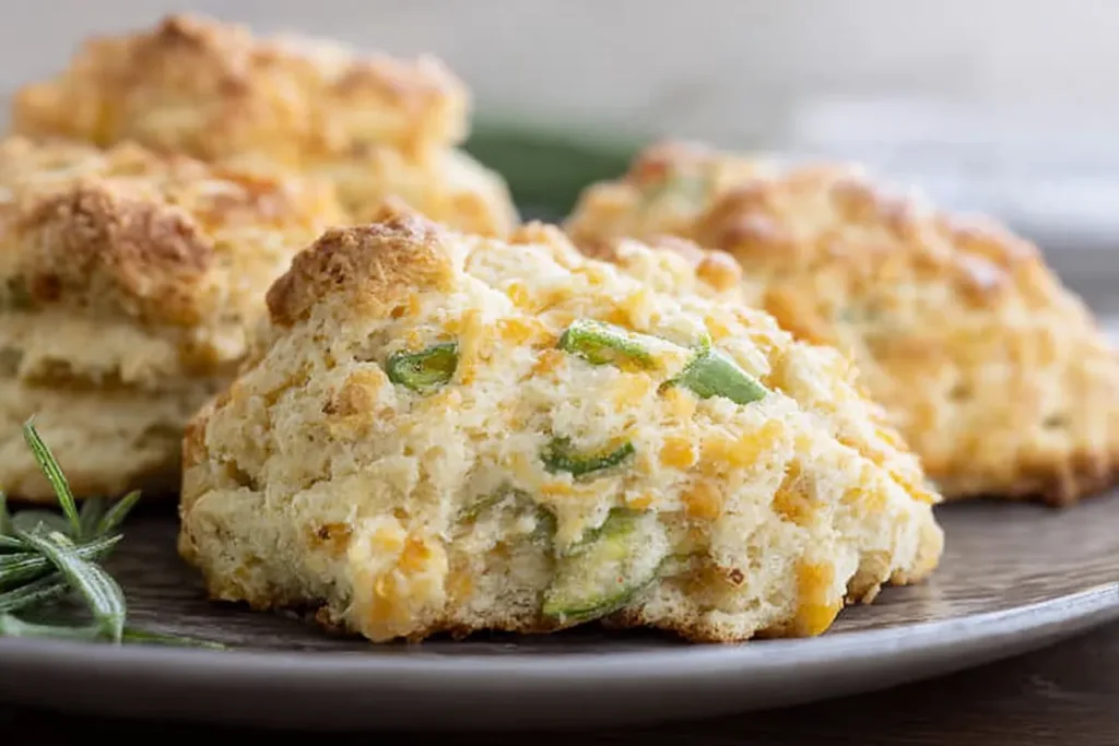 Cheesy Garlic Scapes Biscuits Freshly Baked