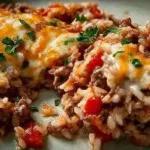 Cheesy Hamburger Rice Casserole Baked to Perfection
