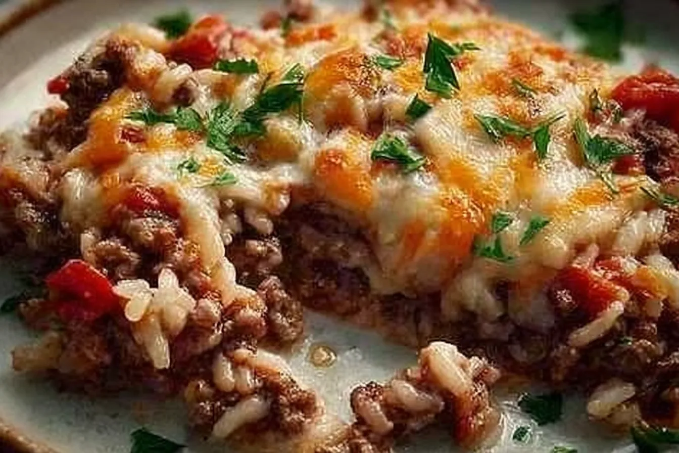 Cheesy Hamburger Rice Casserole