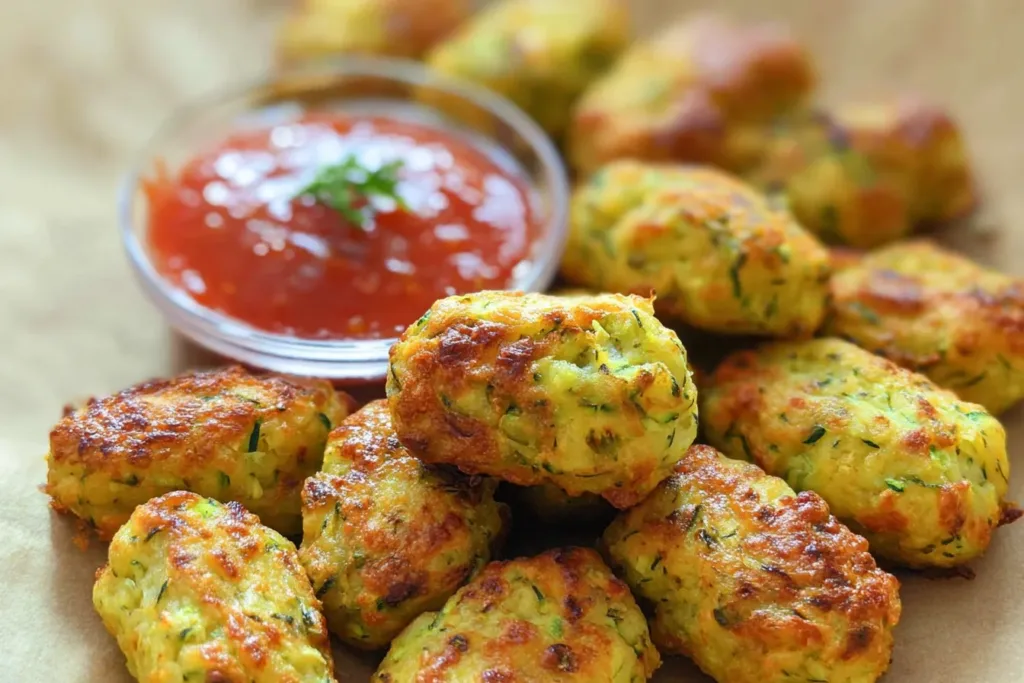 Cheesy Zucchini Tots Freshly Baked