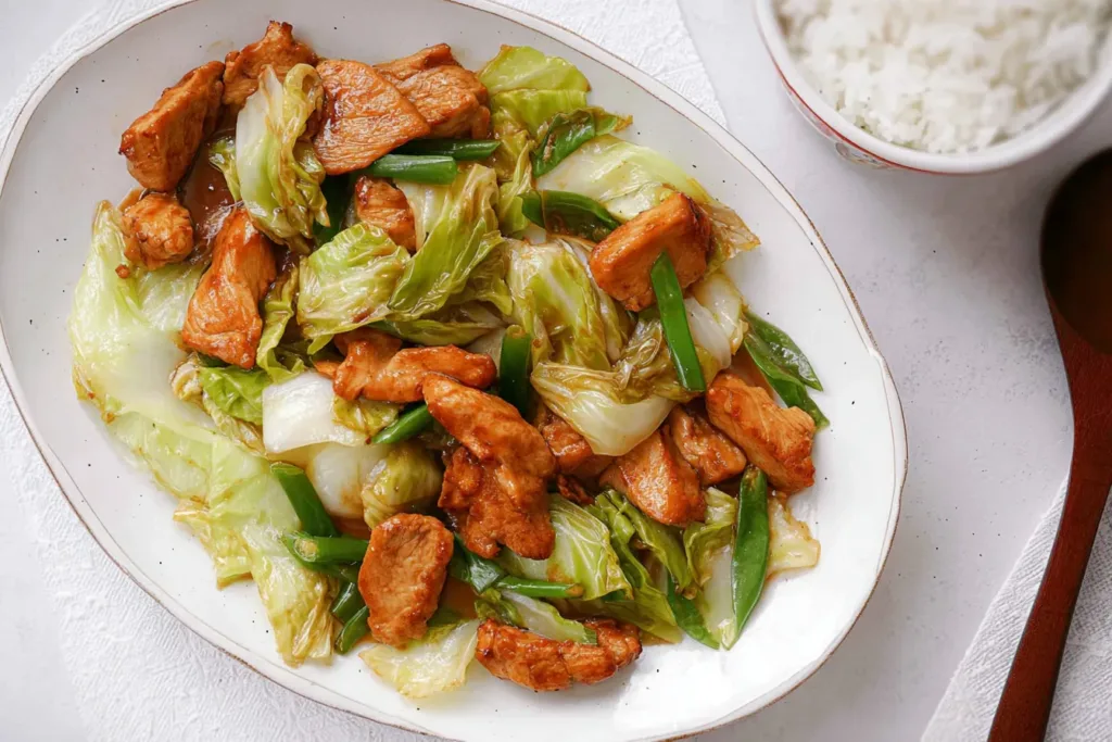 Delicious Chicken and Cabbage Stir Fry in a Wok