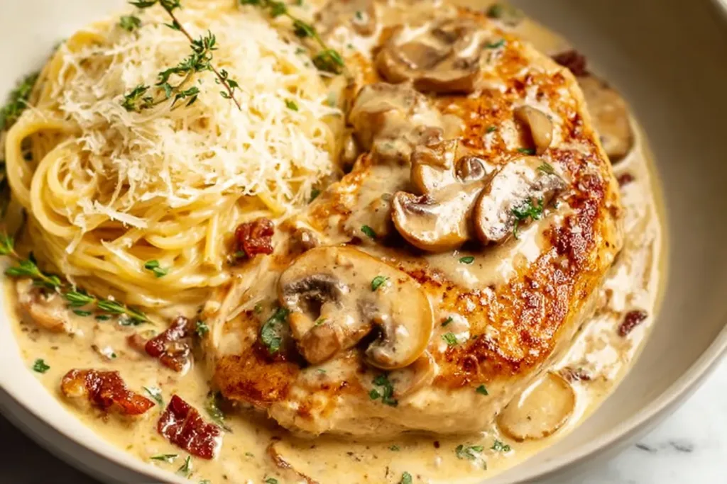 Chicken Riesling Dish Served with Vegetables