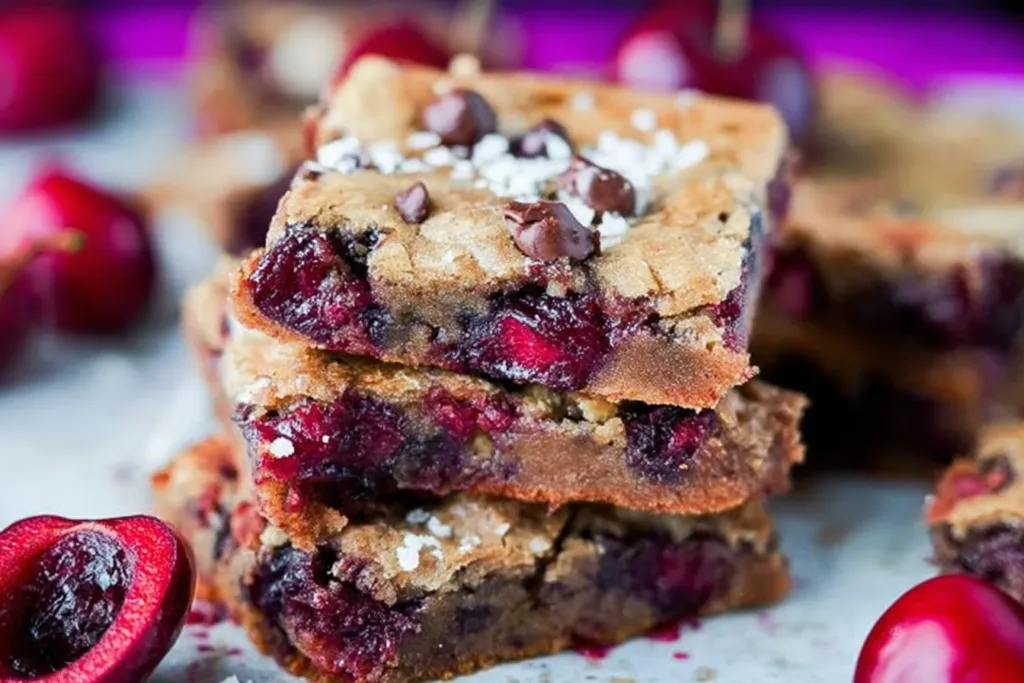 Chocolate Chip Cherry Bars Freshly Baked
