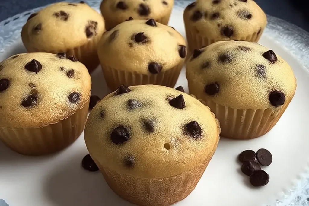 Freshly Baked Chocolate Chip Mini Muffins on a Cooling Rack