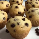 Freshly Baked Chocolate Chip Mini Muffins on a Cooling Rack