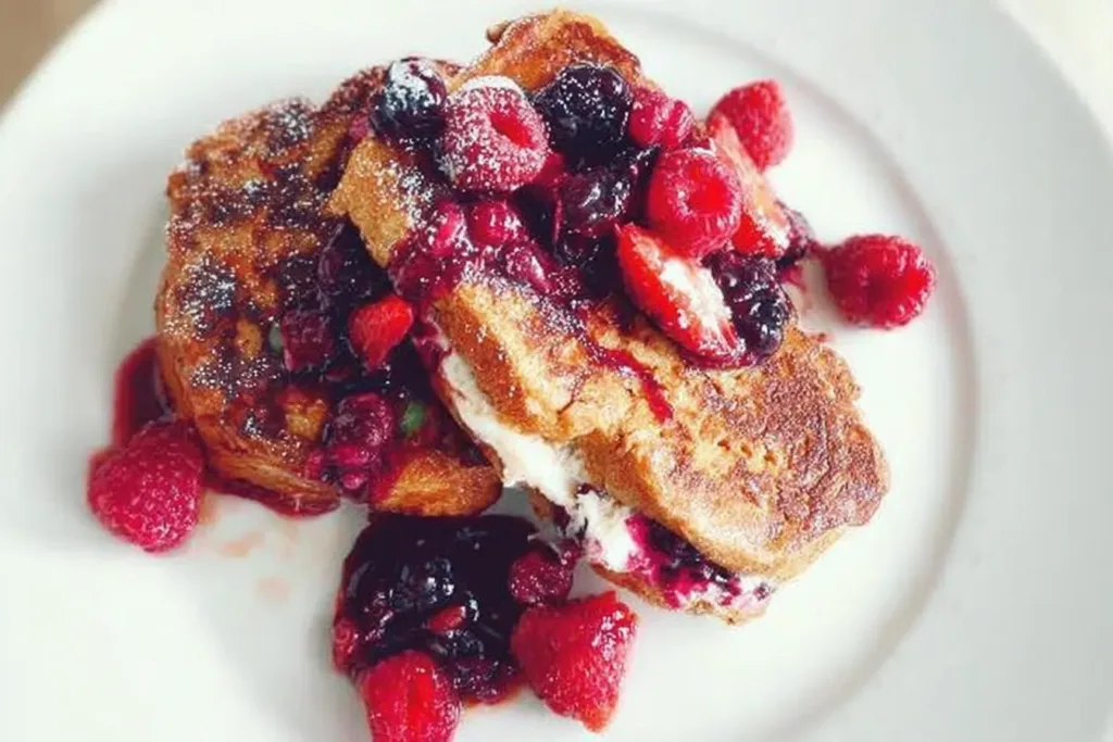Citrus and Berry Cream Cheese Stuffed Brioche French Toast