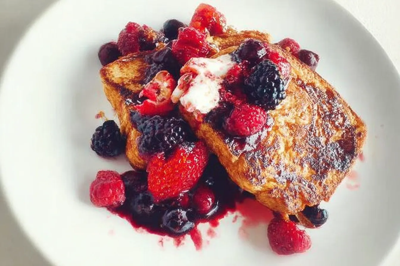 Citrus and Berry Cream Cheese Stuffed Brioche French Toast