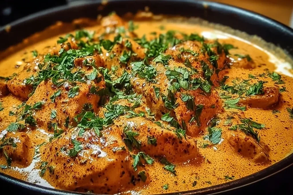 Cowboy Butter Chicken Served in a Cast Iron Skillet