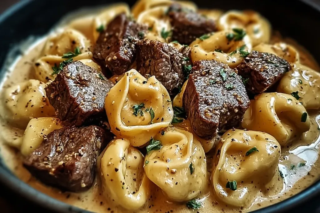 Cracked Garlic Steak Tortellini in Creamhouse Sauce Bliss Plated