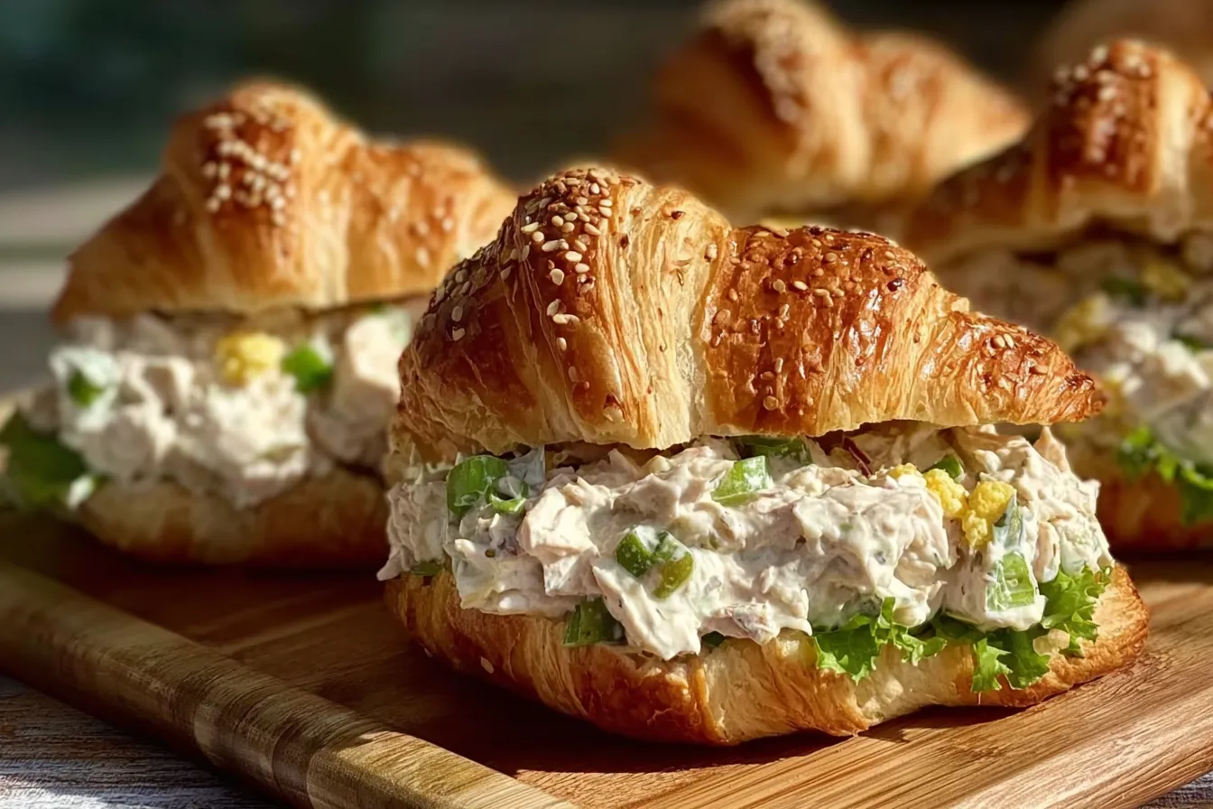 Creamy Classic Chicken Salad Croissant Sandwiches Recipe Easy Homemade Lunch Idea 