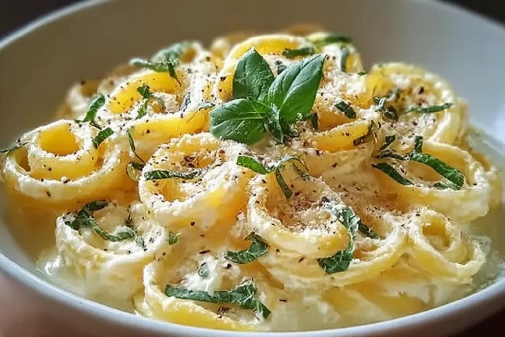 Creamy Lemon Ricotta Pasta in a Bowl