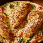 Creamy Tuscan Chicken on a Plate Ready to Serve