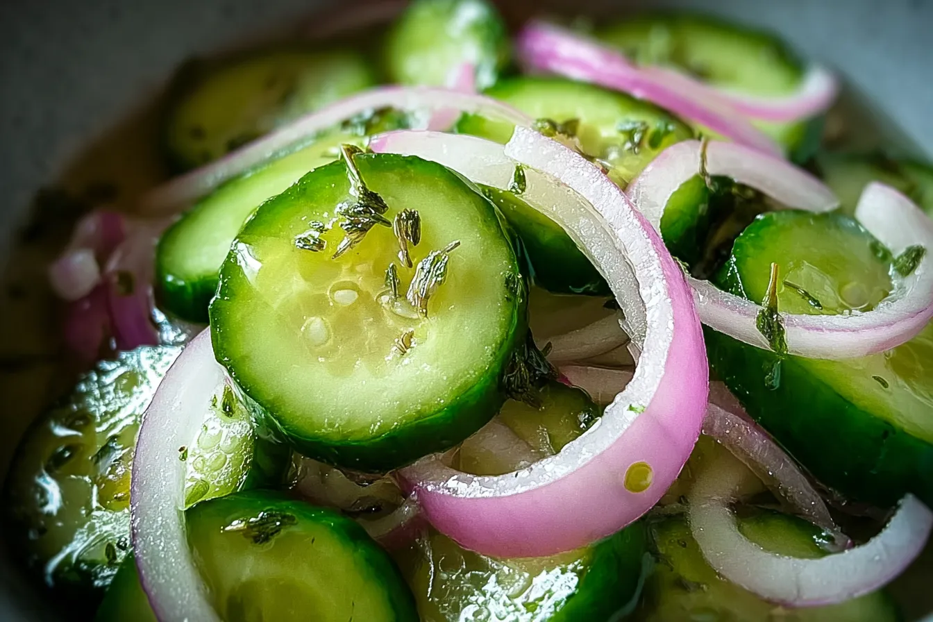 cucumber and onions in vinegar 