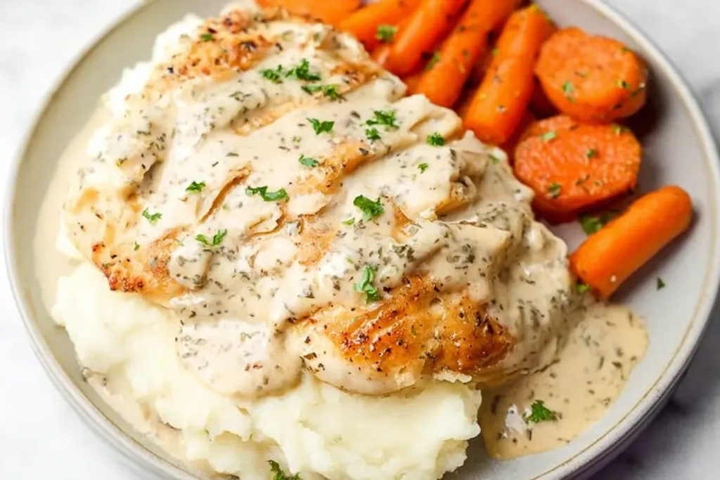Delicious Easy Cream Cheese Chicken Served with Fresh Herbs