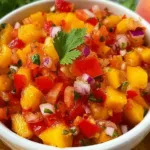 Easy Homemade Peach Salsa Recipe - Fresh & Flavorful! 5 Fresh Peach Salsa in Serving Bowl