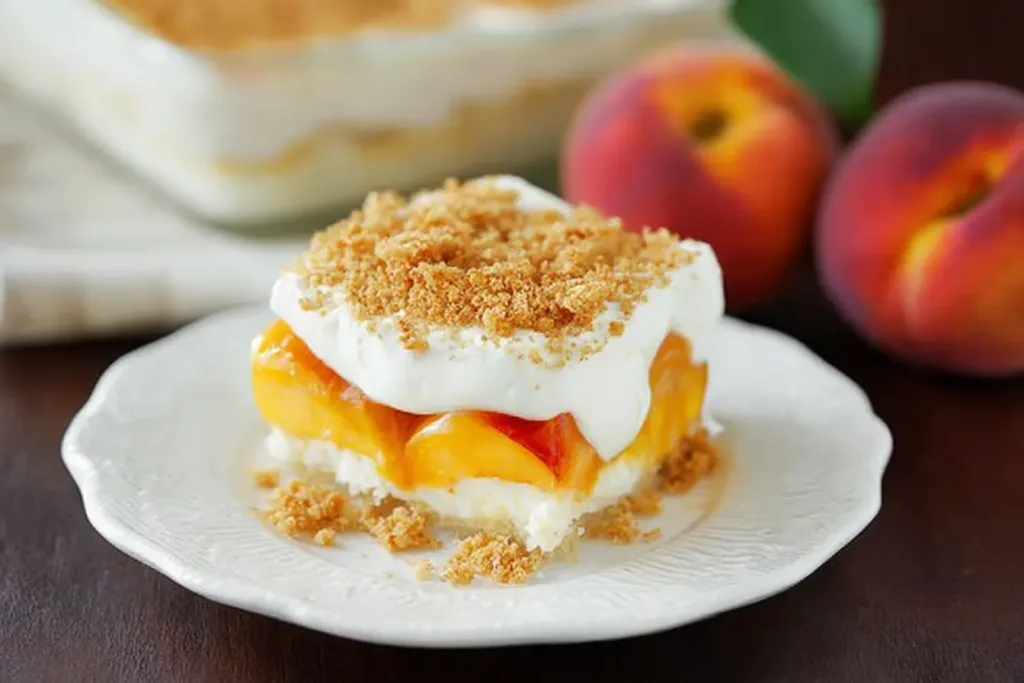 Delicious {Easy} No-Bake Peach Yum Yum Dessert