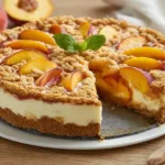 Easy Peach Cobbler Cheesecake Recipe: A Slice of Heaven 5 Easy Peach Cobbler Cheesecake Slice on a Plate