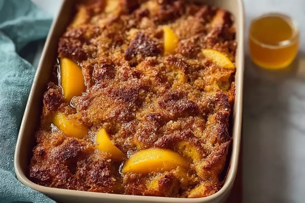 Delicious Easy Peach Cobbler French Toast Bake Freshly Baked